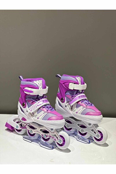 FeyzaDesign Işıklı Çocuk Paten 34-37 Numara, Ayarlanabilir Çanta, Metal Gövde