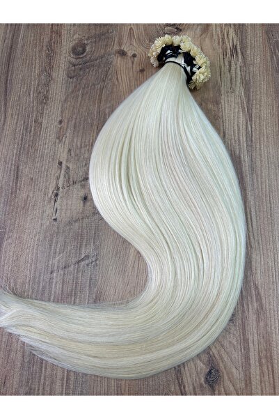 TREND 25 Adet Mikro Kaynak Saç Gerçek Saç Özbek Kaliteli Platin Sarı Saç 60-6...