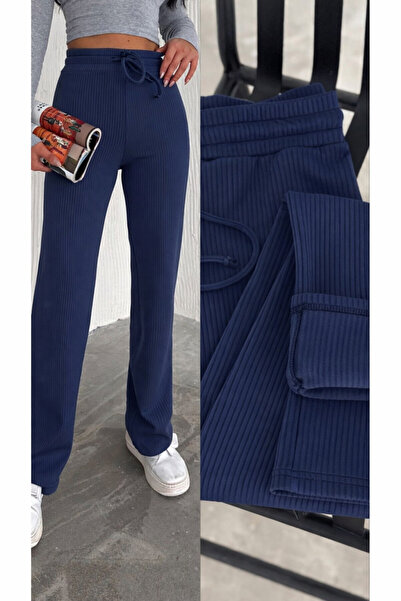 Gugus Women's Wide Leg Fleece-Lined Ribbed Pants Inside Wide Leg Sweatpants S...