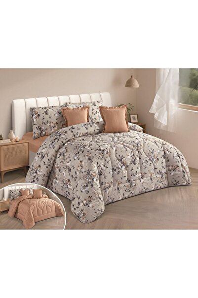 NAJMA Double bed sheet with a floral design, duvet with microfiber filling, s...