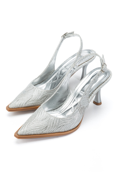 ELEVAM Women's Lame Color Shiny Slingback Heeled Shoes
