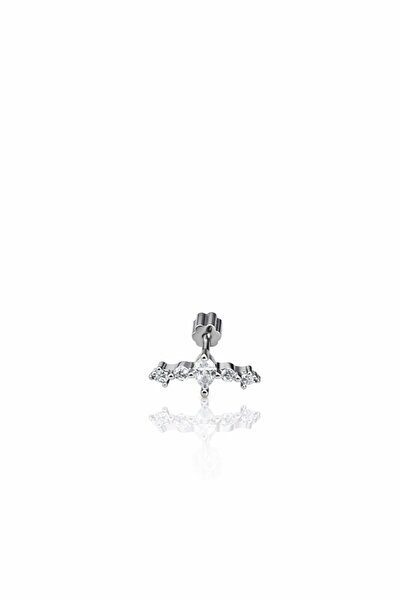 Siminkari Işıltı Mini Taşlı Zarif Model Rodyumlu 925 Gümüş Piercing Yuvarlak ...