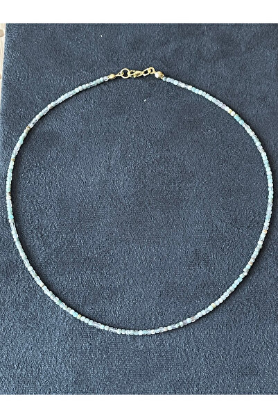 Rupen Kraft Elegant silver lock natural stone necklace with natural amazonite