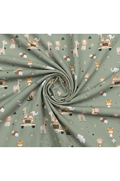 podyum baskı Raincoat-Shorts Fabric with Safari Theme Digital Printing 147X10...