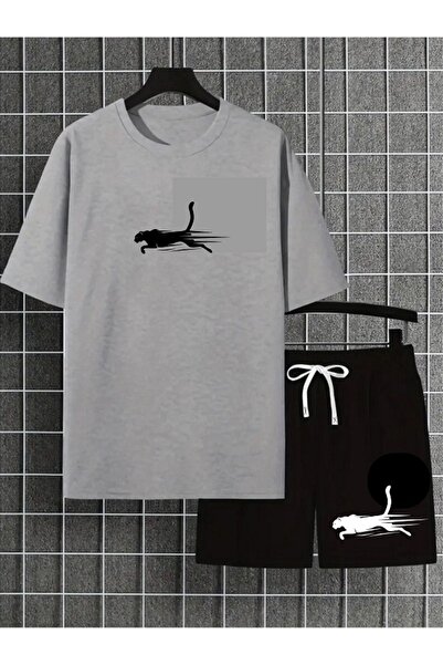 orwen life est. 2022 Unisex Loose Fit Sort Thort Suit Cotton Panther Printed