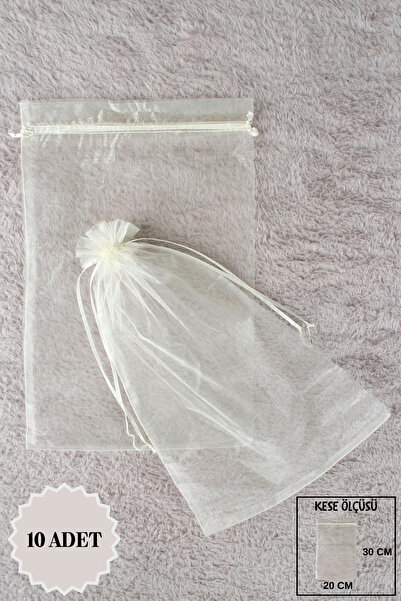 Mortex Krem Düz Organze Tül Kese 10 Adet 20x30 Cm Kına, Havlu Terlik Seccade ...