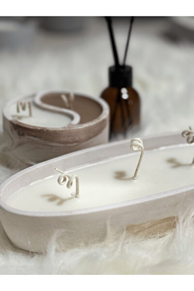 Lethe Design Dekoratif 3'lü Set Mum Kayık + Yin Yang + Bambu Oda Kokusu (50cc...