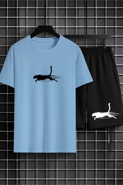 orwen life est. 2022 Unisex Loose Fit Sort Thort Suit Cotton Panther Printed