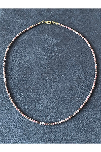 Rupen Kraft Elegant silver lock natural stone necklace with natural pink opal
