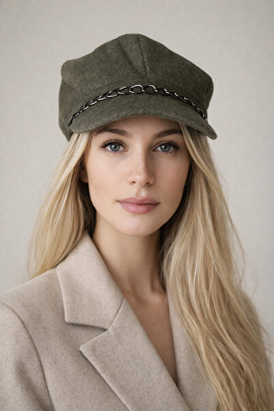 Şirin Giyim Aksesuar Pălărie tip beretă pentru femei cu detaliu lanț - Căciul...