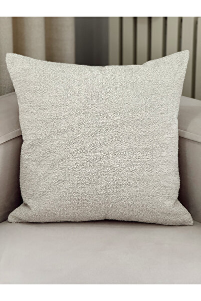 AYSA HOME DECOR Pure Plain Ecru Single L Throw Pillow Cover
