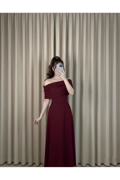 Azyaa Al-Amira Soft Barbie Dress – Elegant Burgundy Color