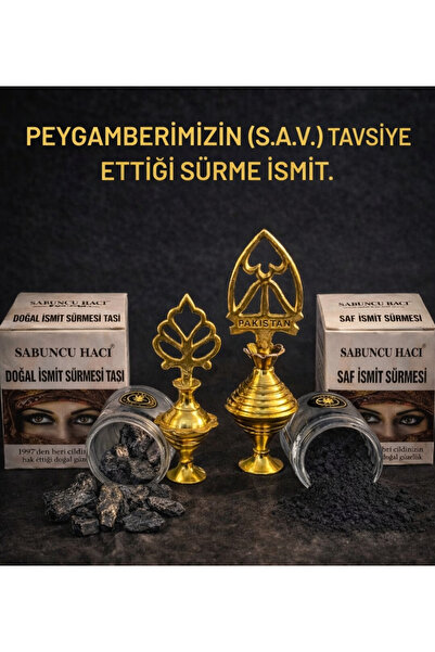 Sabuncu Hacı %100 Saf İsmit Sürme Tozu 30 gr + İsmit Sürme Taşı 100 gr + 2 Ad...