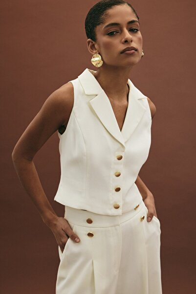 Sateen Eva Vest - Ecru