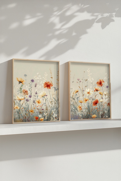 STARYUNA Wooden Framed Pastel Flower Scenery Double Painting Set Yuna500