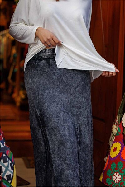 Miss Boheme Gray Color Front Slit Knitwear Skirt