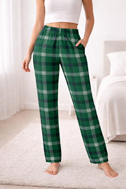 Butik Kadın Yeşil kareli alt pijama