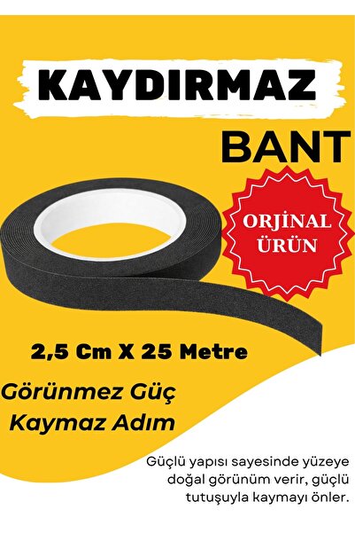 OSSOFOL 2,5 CM X 25 METRE SİYAH Kaydırmaz Bant – Merdiven ve Islak Zemin İçin...