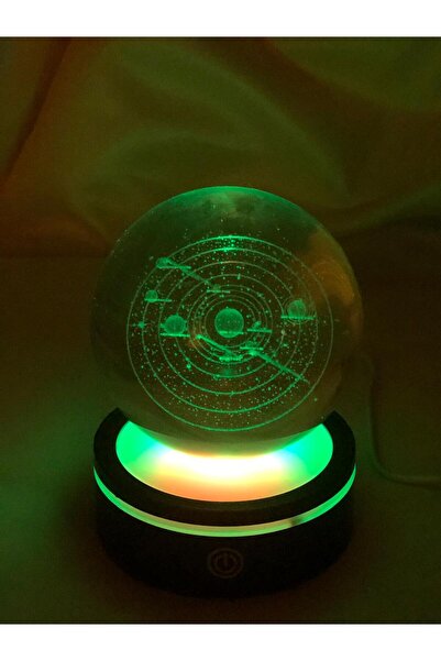 Nesel Atelier Işıklı, Renkli, Dönen 3D Kristal Cam Küre Galaksi- USB'li Gece ...