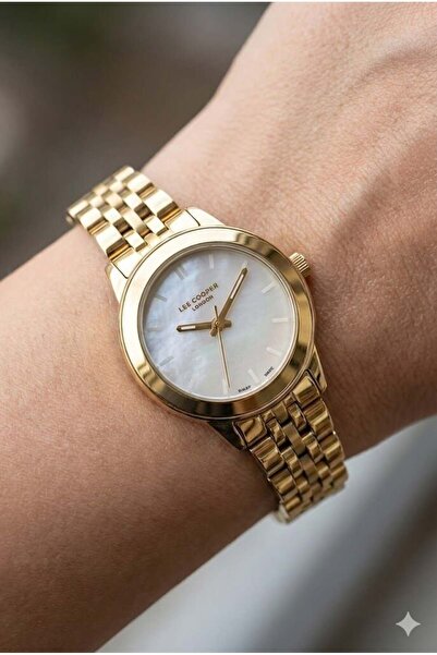 Lee Cooper Kadran Women's Wristwatch |   30mm Gold Color Steel Case, Steel Band