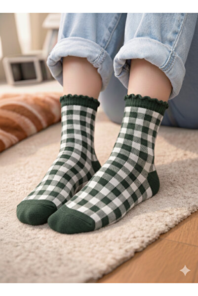 monchermo Yeşil Kareli Kadın Çorap