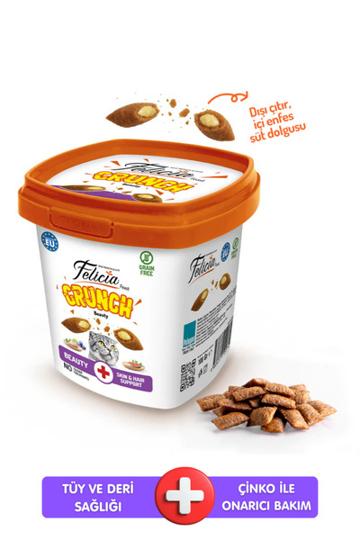 Felicia Tüy Yumağı Önleyici Deri ve Tüy Sağlığı Beauty Kedi Crunch Ödül Mamas...