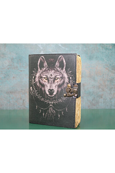 Marsilyan Wolf Bust Leather Notebook Ksk3132
