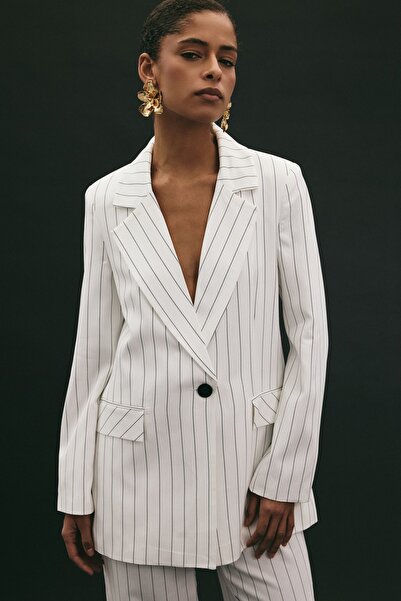 Sateen Rina Striped Jacket - Ecru