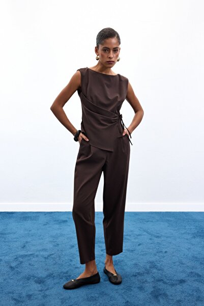 Sateen Lena Carrot Pants - Brown