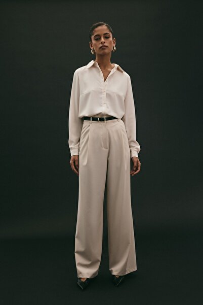 Sateen Lena Palazzo Pants - Stone