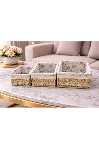 Generic Woven Storage Basket Set - 3 Pieces in Beige