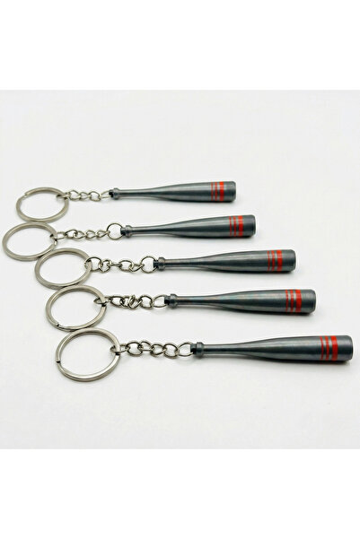 Atatuğ Hediyelik Mini Baseball Bat Design Keychain - Gray and Red Detailed Sp...