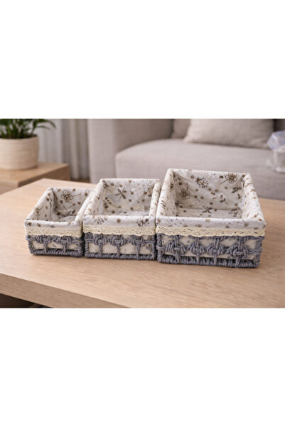 Generic Set of 3 Covered Woven Storage Baskets