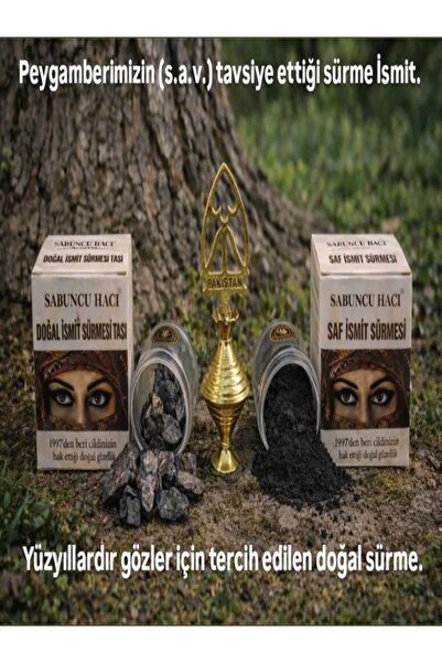 Sabuncu Hacı %100 Saf İsmit Sürme Tozu 30 gr + İsmit Sürme Taşı 100 gr + 1 Ad...