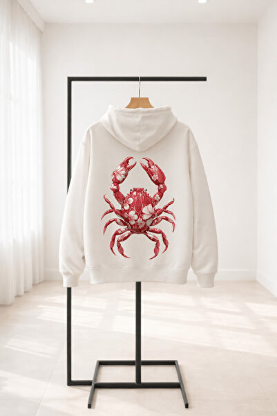 VANTINA Unisex Crab Back Printed Hooded Sweatshirt