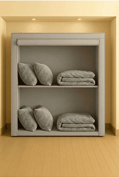 Imperial Star Çelik Borulu Gri Yorgan Hurcu Bez Dolap Yüklük Gardırop