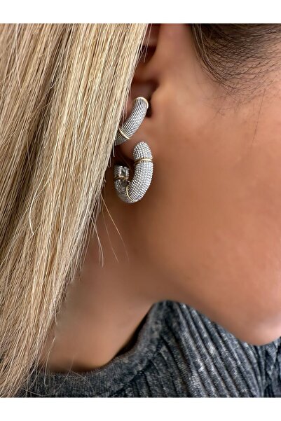 rosen accessories Kadın Silver Gold Halka Küpe