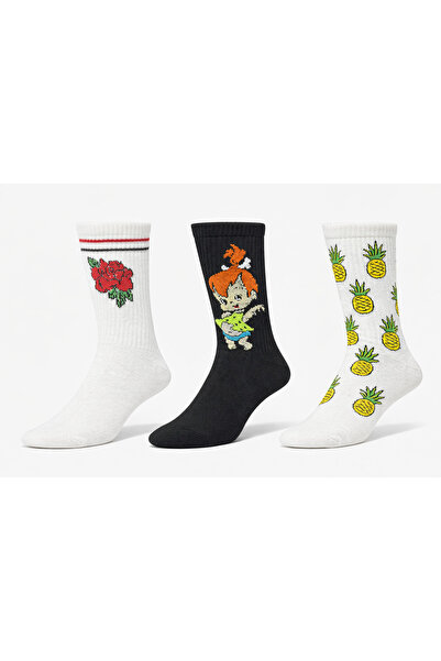 thesecret desire 3-Piece Patterned Unisex Socks Set Rose Character Pineapple ...