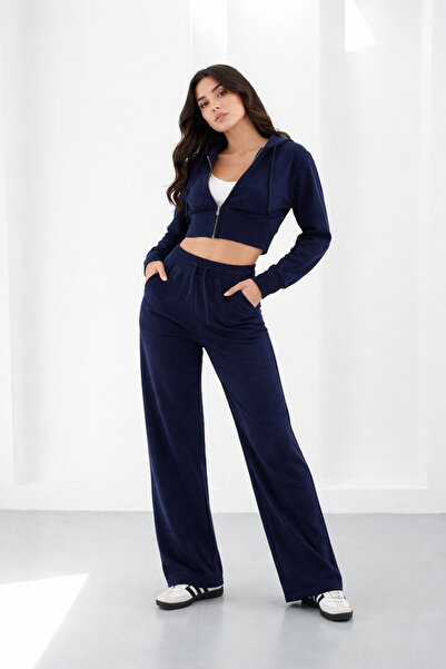 pantofashion Women Hooded Cardigan and Sweatpants Thick Bottom-Top Set