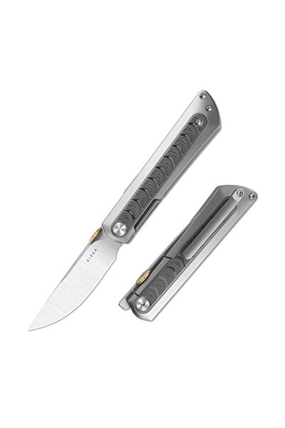 Kizer Quoll | S45VN | Titanium & Rainbow Damascus | Satin Brushed | Ki3733A1