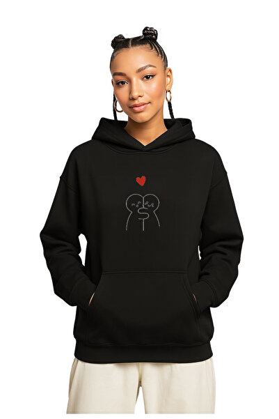 ELNOYA Special Black 3-Thread "Hug Me" Printed Long Sleeve Comfortable Sweats...