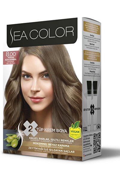 Sea Color Permanent Hair Dye (2 Tubes in Box) - Light Intense Blonde 8.00, 18...