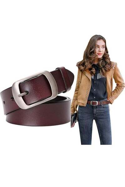 Generic Women's Modern Belt, Soft Leather Belt with Pin Buckle for Jeans, Wid...