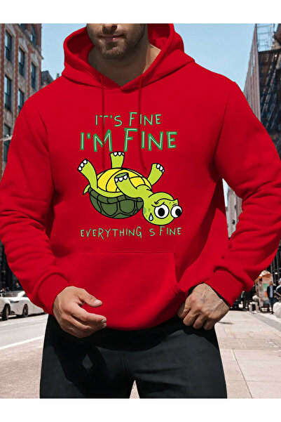 ALEYZA MODA Iam Faine Printed Hooded Pocket Cotton Beige Sweatshirt