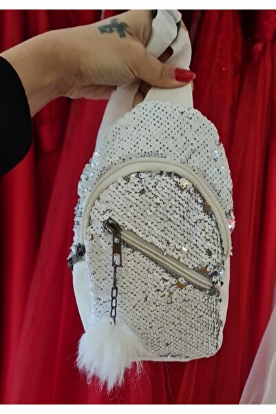 Butik Beyaz payetli kızv çocuk çantası