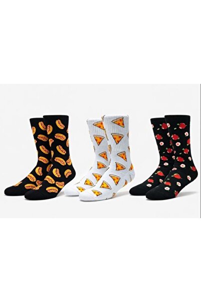 thesecret desire مجموعة من 3 جوارب منقوشة للجنسين، جوارب بنمط البيتزا والهوت ...
