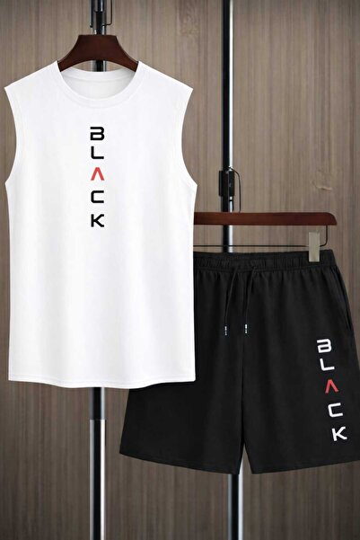 TREND ALİSSE 2 Li Takım MOVE SHORT Ve Atlet- Ikili Siyah Ve BEYAZ Baskılı Yaz...