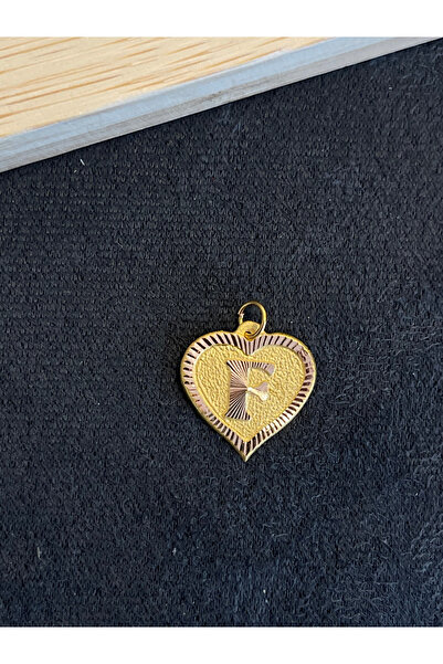 Rupen Kraft 14 Ayar Altın Harfli Kolye Ucu Kalp Modeli F Harfi Altın Kolye Ucu