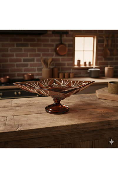 AYZ HOME Crystal Glass Presentation Bowl with Stand - 22 cm Cut-Decorated Sug...