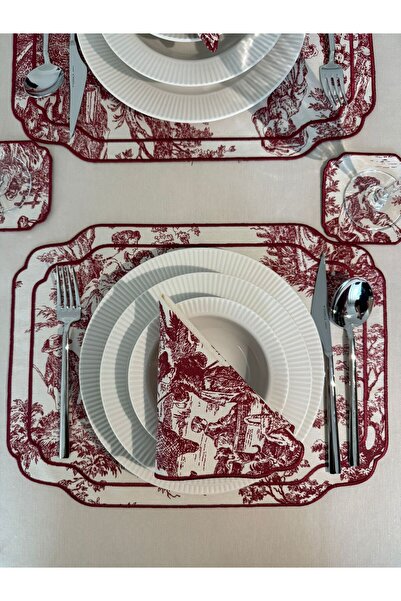 Han Deco 4'lü Vintage Amerikan Servis, Servis Peçetesi, Bardak Altlığı